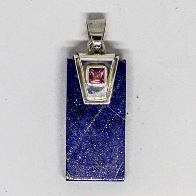 SILVER LAPIS &amp; TOURMALINE PENDANT