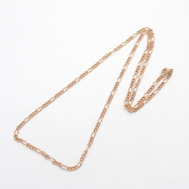 ROSE STAINLESS FIGARO CHAIN FJN29-23