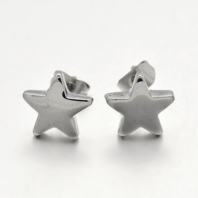 STAINLESS STAR STUD EARRINGS FJE33