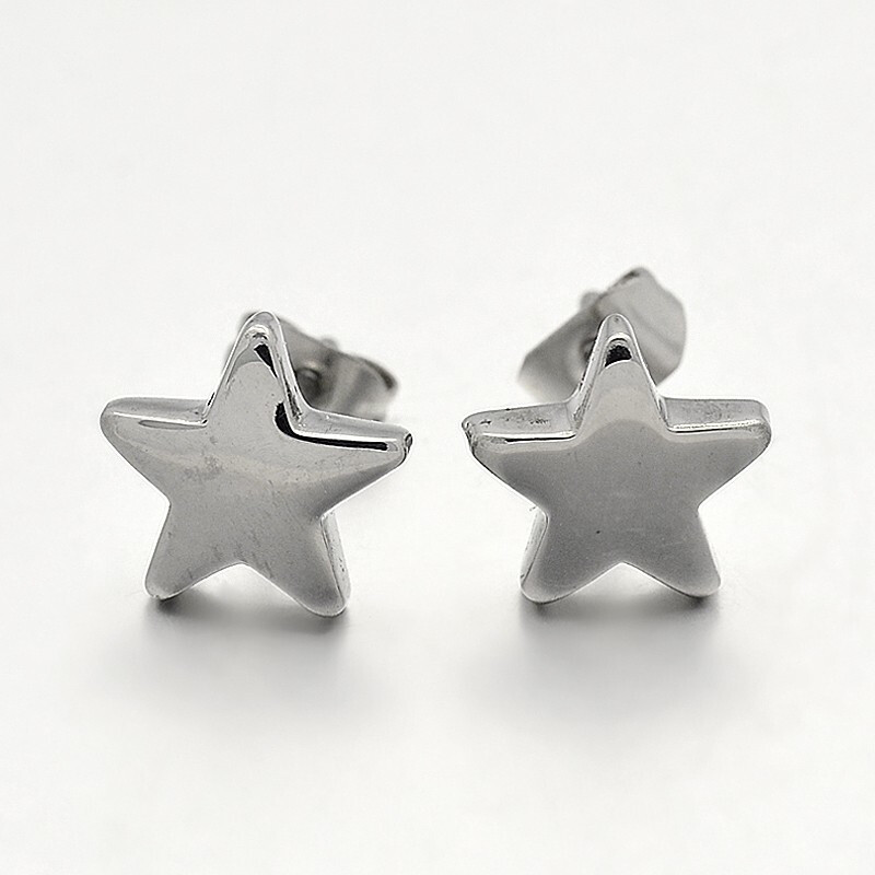 STAINLESS STAR STUD EARRINGS FJE33
