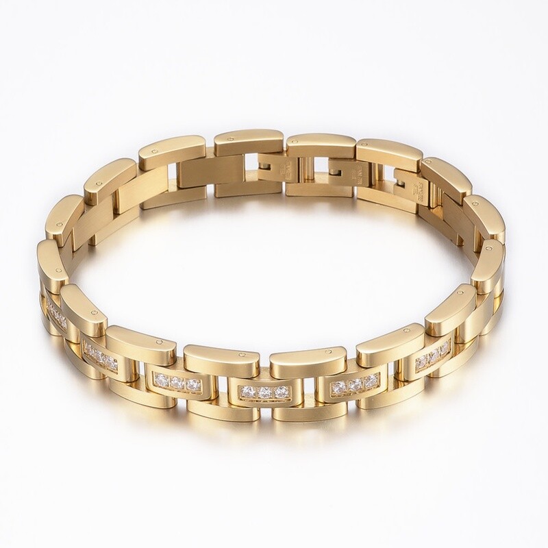 GOLD STAINLESS LINK BRACELET FJBTF