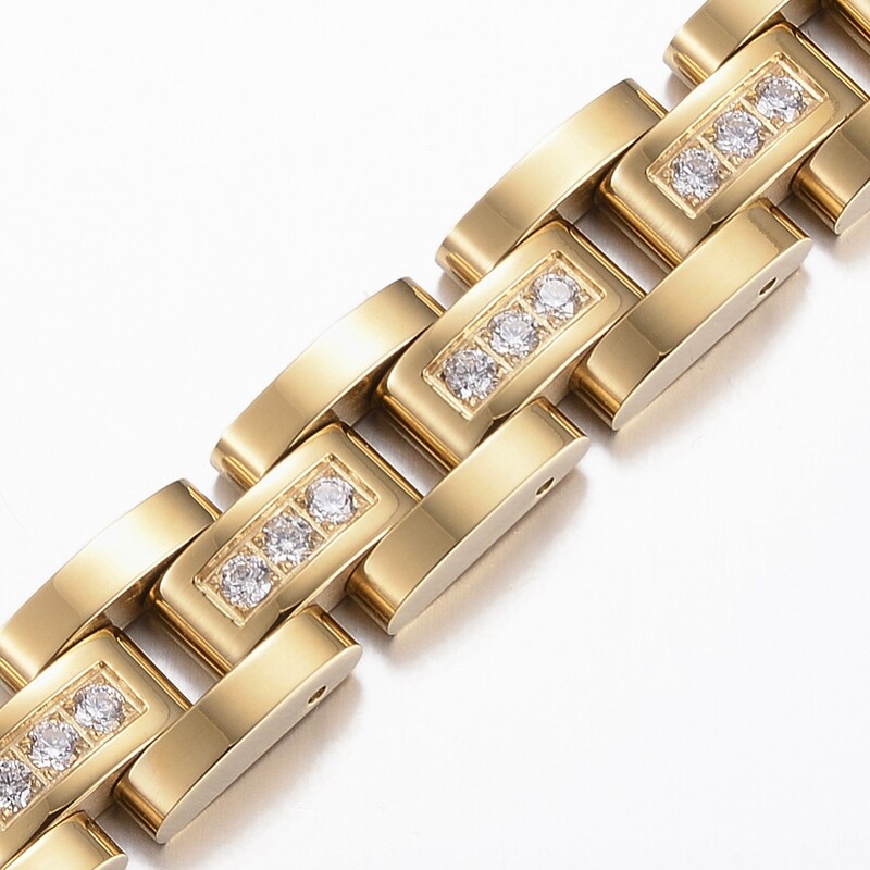 GOLD STAINLESS LINK BRACELET FJBTF