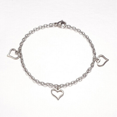 STAINLESS OPEN HEART BRACELET FJB39