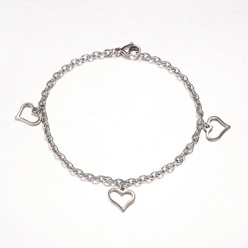 STAINLESS OPEN HEART BRACELET FJB39