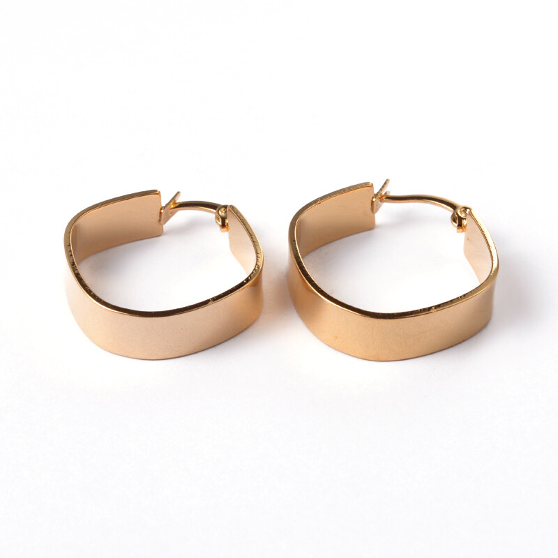 *GOLD STAINLESS HOOP EARRINGS FJE1Z