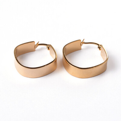 *GOLD STAINLESS HOOP EARRINGS FJE1Z