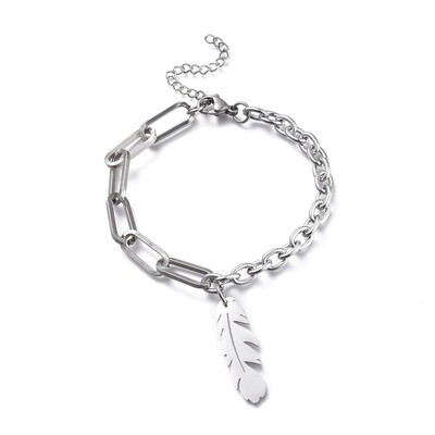 STAINLESS FEATHER BRACELET FJB69