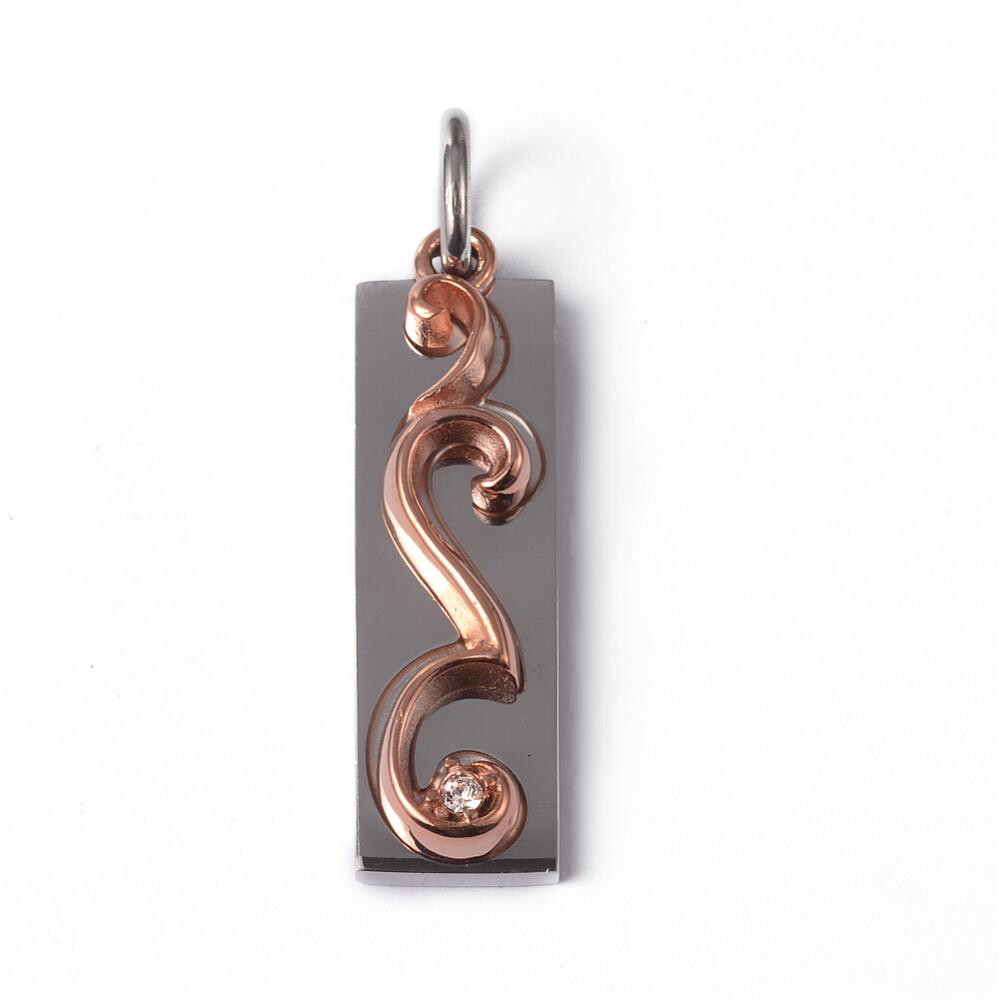 MIXED STAINLESS RECTANGLE PENDANT FJPCZ