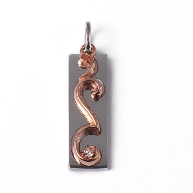 MIXED STAINLESS RECTANGLE PENDANT FJPCZ