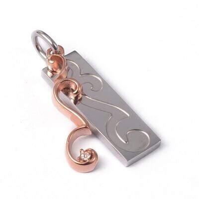 MIXED STAINLESS RECTANGLE CZ PENDANT