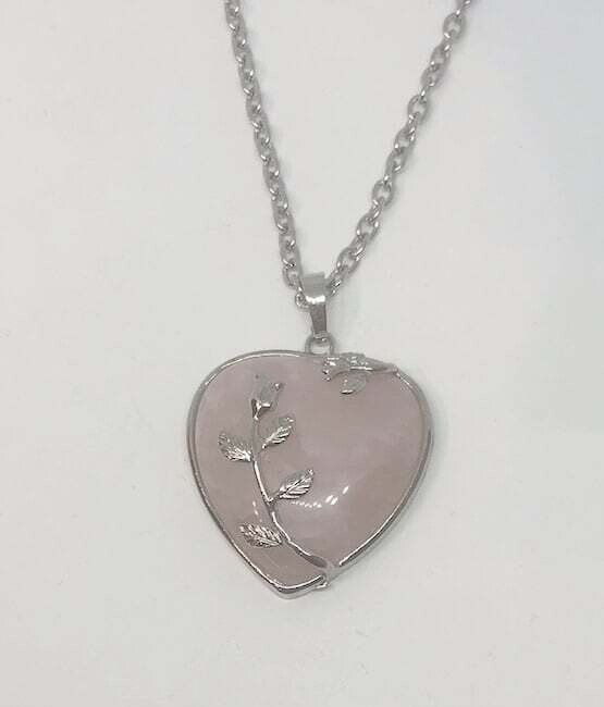 STAINLESS ROSE QUARTZ HEART NECKLACE FJN8D