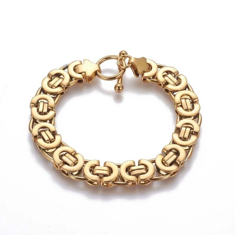 GOLD STAINLESS LINK BRACELET FJB64