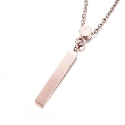 ROSE STAINLESS CZ BAR NECKLACE