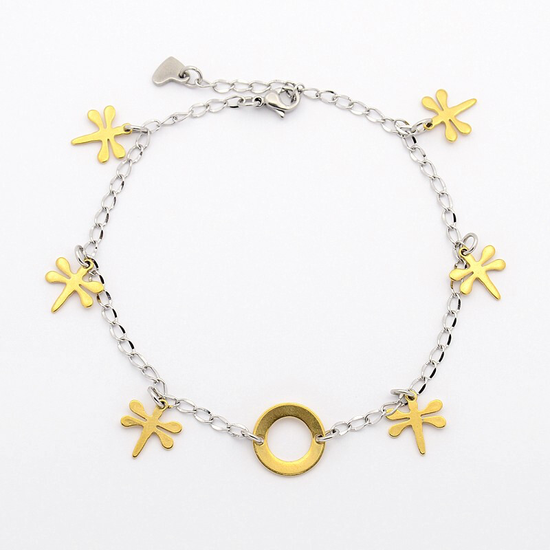 MIXED STAINLESS DRAGONFLY ANKLET FJA03