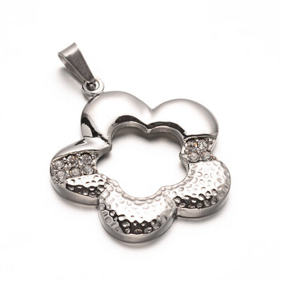 STAINLESS CZ FLOWER PENDANT FJP54