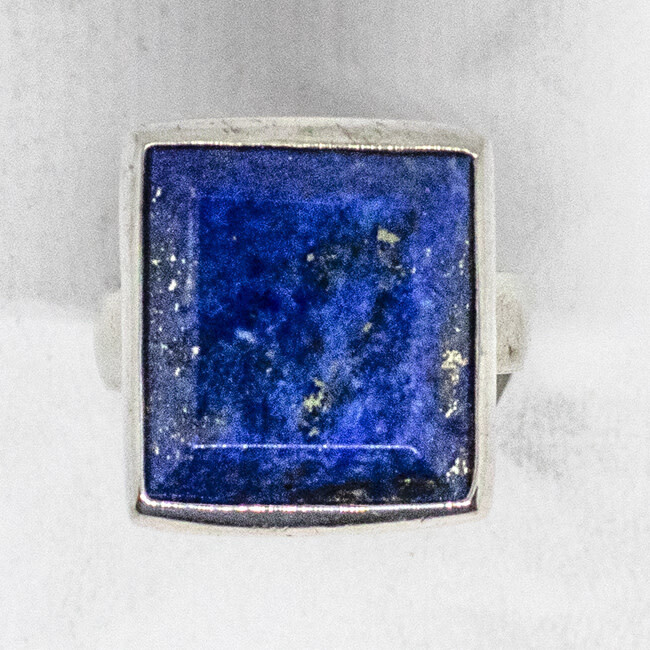 SILVER SQUARE LAPIS RING