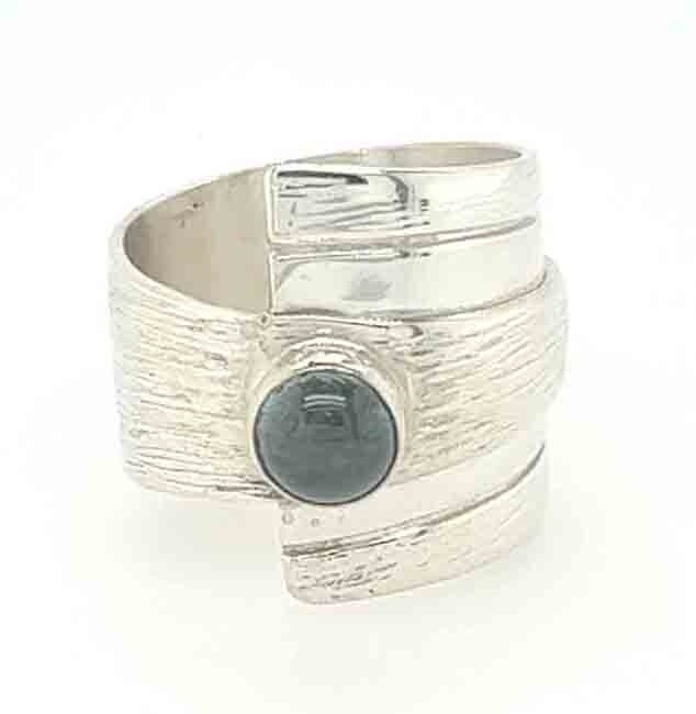 SILVER BLUE TOPAZ WRAP RING SIZE-5.5