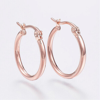 ROSE STAINLESS HOOP EARRINGS FJEA4