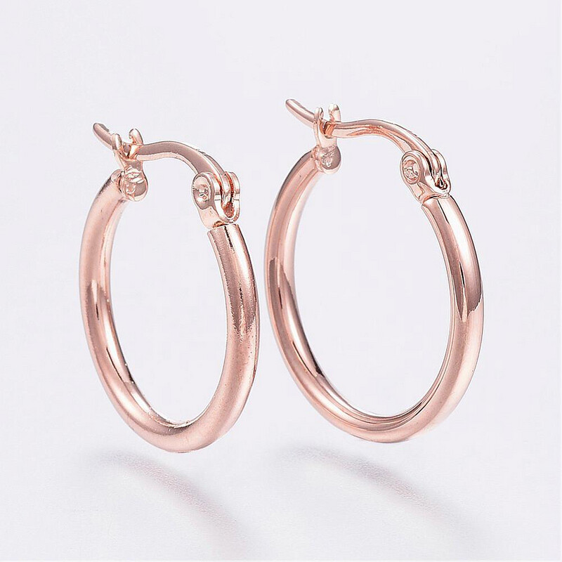 ROSE STAINLESS HOOP EARRINGS FJEA4