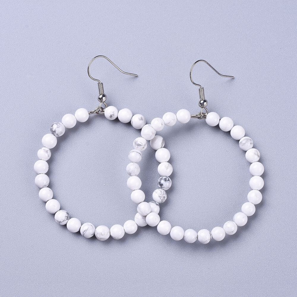 STAINLESS HOWLITE HOOP EARRINGS FJEC1