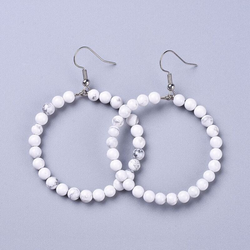 STAINLESS HOWLITE HOOP EARRINGS FJEC1