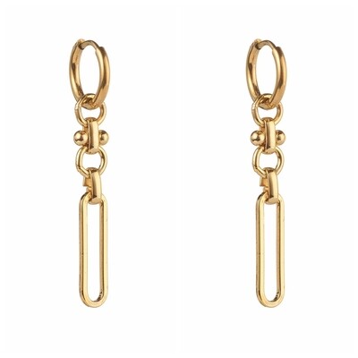 GOLD STAINLESS PAPERCLIP HUGGIE EARRINGS FJEBSH