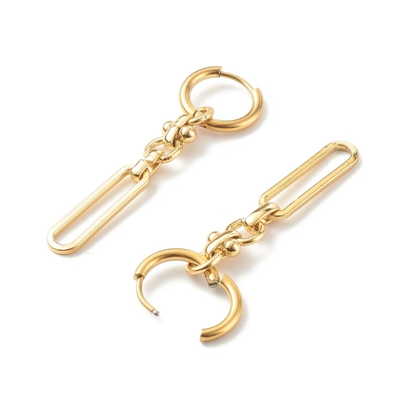 GOLD STAINLESS PAPERCLIP HUGGIE EARRINGS