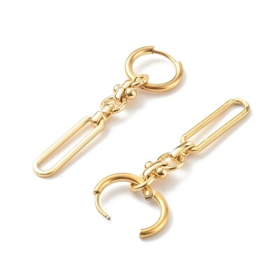 GOLD STAINLESS PAPERCLIP HUGGIE EARRINGS