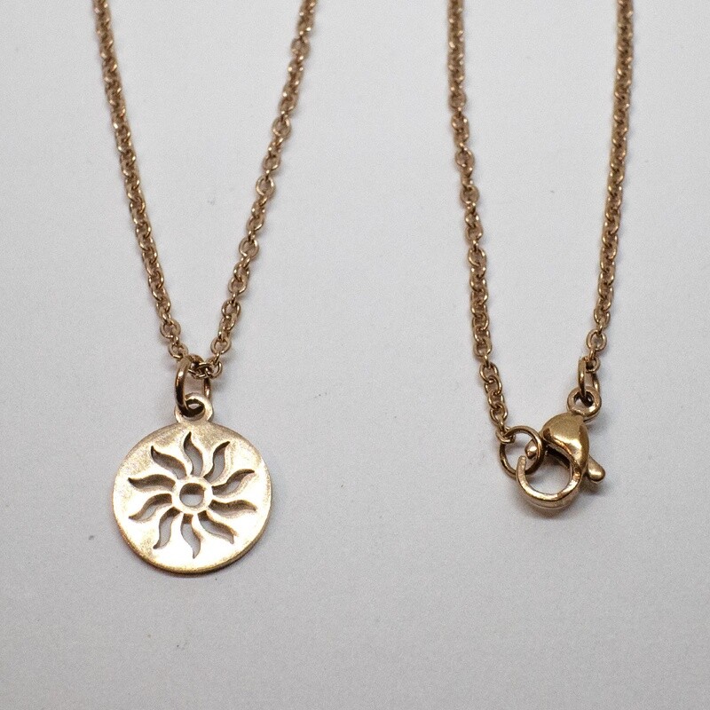 ROSE STAINLESS SUN NECKLACE FJN98