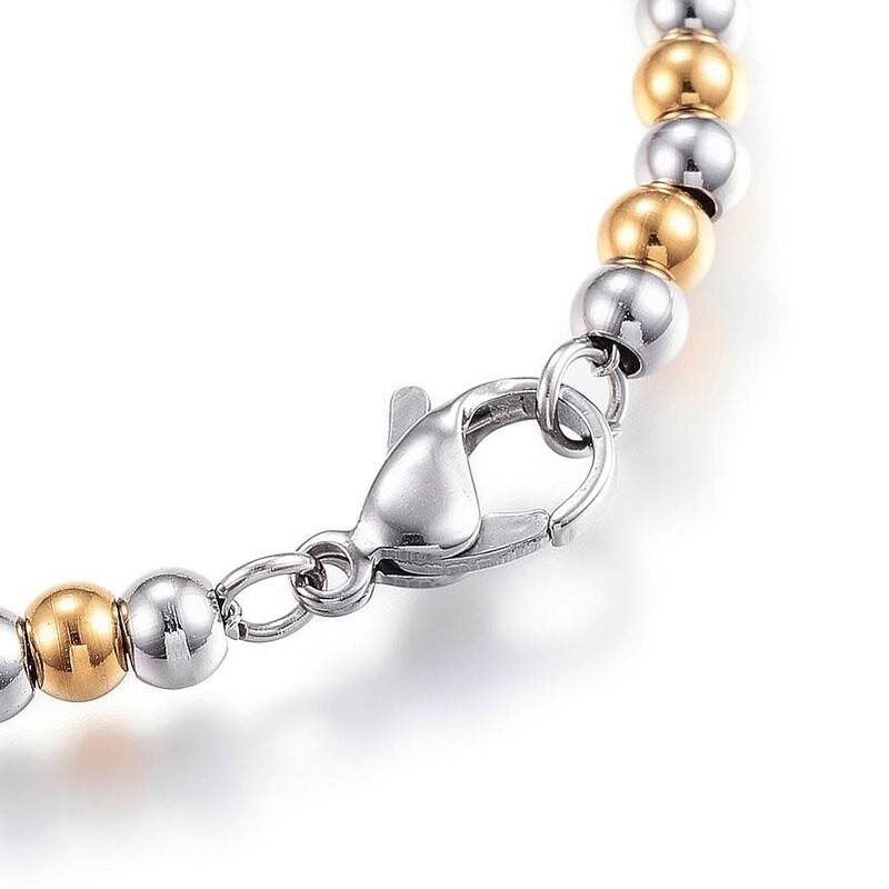 MIXED  STAINLESS BEAD BRACELET