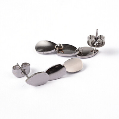 *STAINLESS TEARDROP EARRINGS FJET1