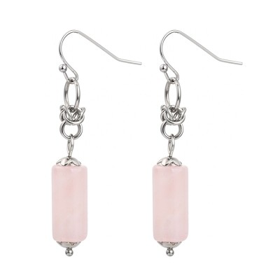STAINLESS ROSE QUARTZ EARRINGS FJE2A