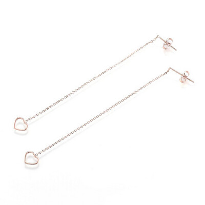 ROSE STAINLESS HEART DANGLE EARRINGS FJEN8