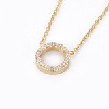 GOLD STAINLESS ROUND CZ NECKLACE FJNRT