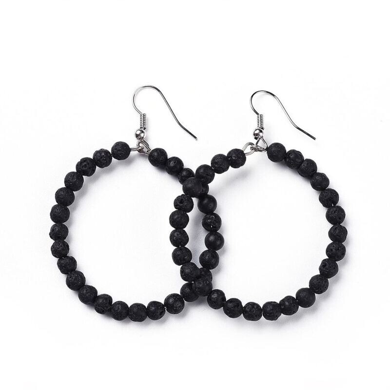 STAINLESS LAVA ROCK EARRINGS FJEDF