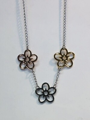 MIXED STAINLESS FLOWER NECKLACE FJNTF