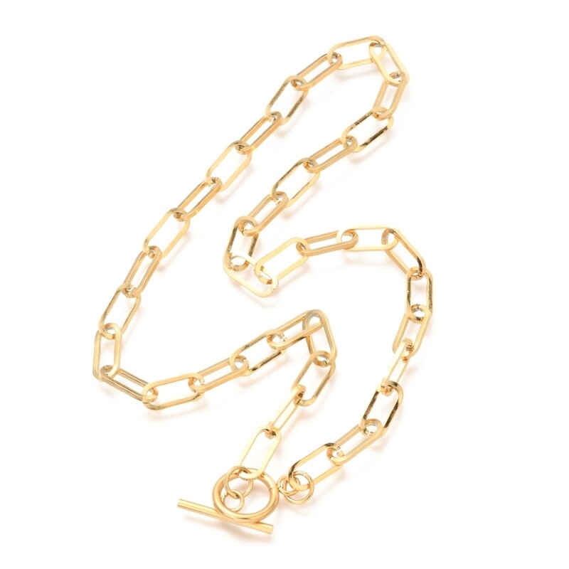 GOLD STAINLESS PAPERCLIP LINK CHAIN FJN31-18