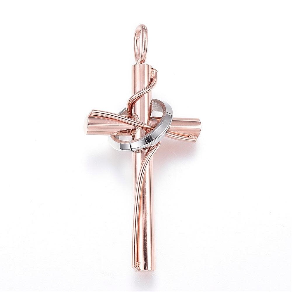 MIXED STAINLESS CROSS PENDANT
