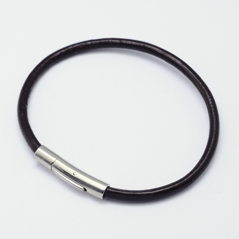 STAINLESS LEATHER BRACELET FJBLS