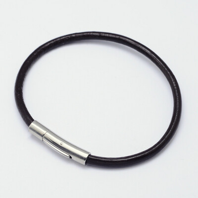 STAINLESS LEATHER BRACELET FJBLS