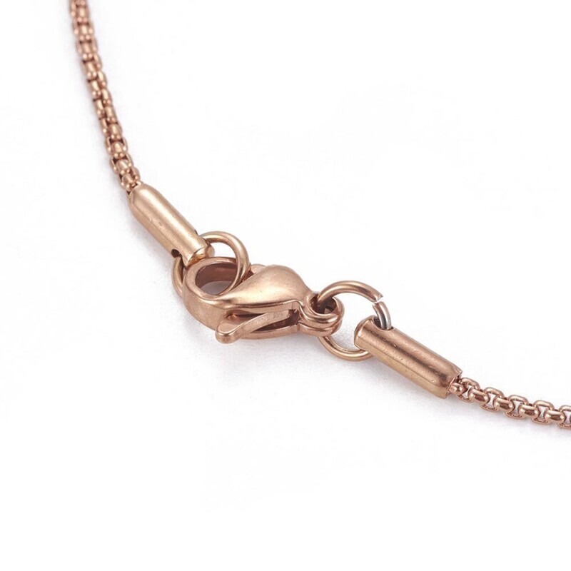 ROSE STAINLESS 1.5MM BOX CHAIN FJN78-20