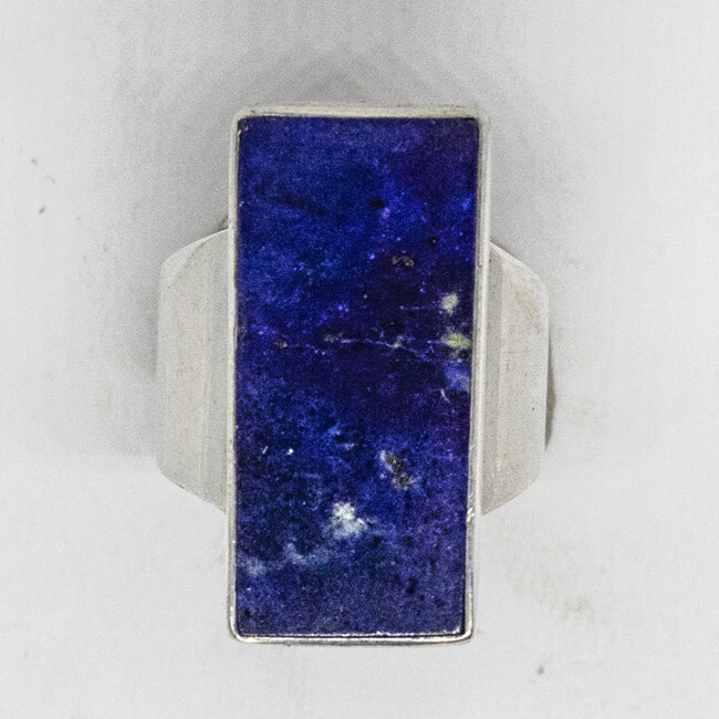 SILVER RECTANGLE LAPIS RING