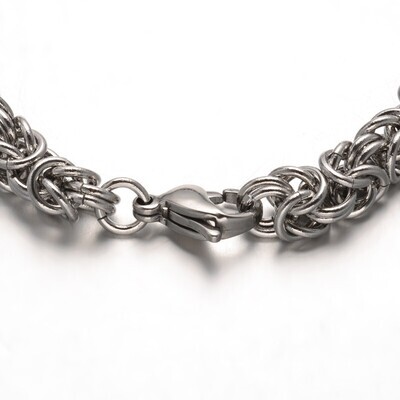 SILVER STAINLESS BYZANTINE BRACELET