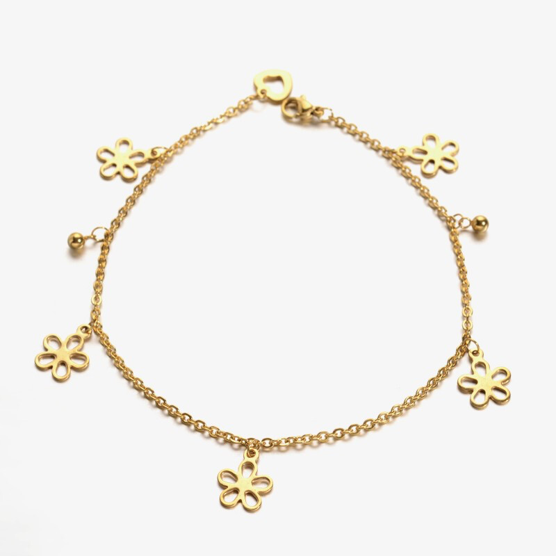 GOLD STAINLESS FLOWER ANKLET  FJA05