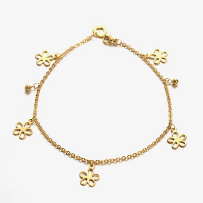 GOLD STAINLESS FLOWER ANKLET  FJA05