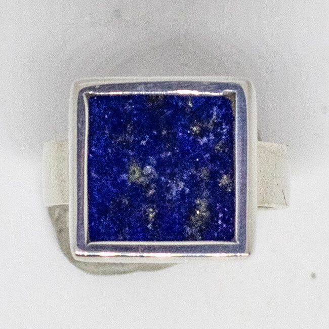 SILVER SQUARE LAPIS RING