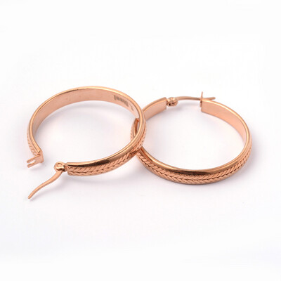 ROSE STAINLESS HOOP EARRINGS FJE22