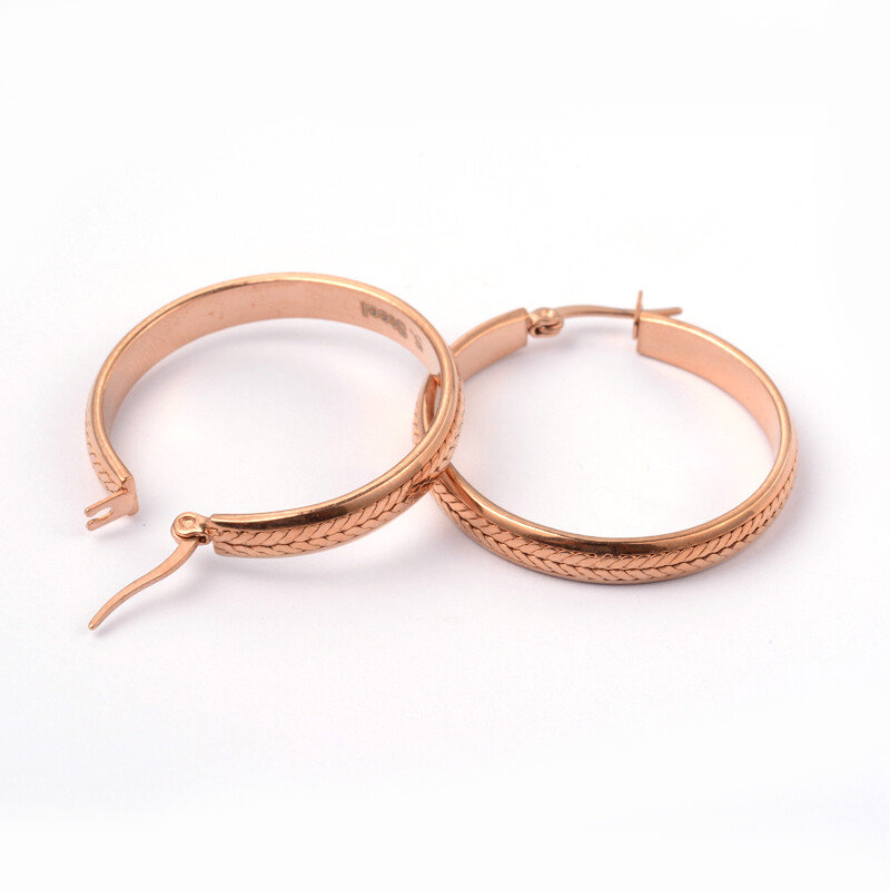 ROSE STAINLESS HOOP EARRINGS FJE22