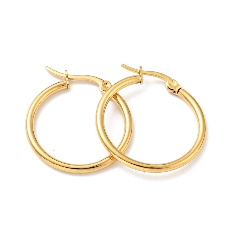GOLD STAINLESS HOOP EARRINGS FJE1A