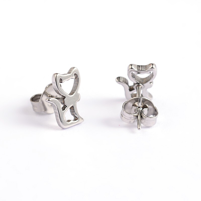 STAINLESS CAT STUD EARRINGS FJES1